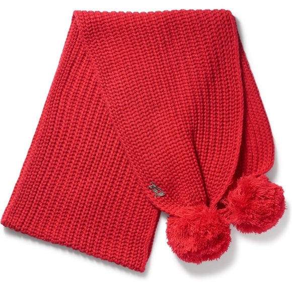 Karl Lagerfeld Accessories - Karl Lagerfeld Vibrant Red Scarf with Pom Poms ❤️